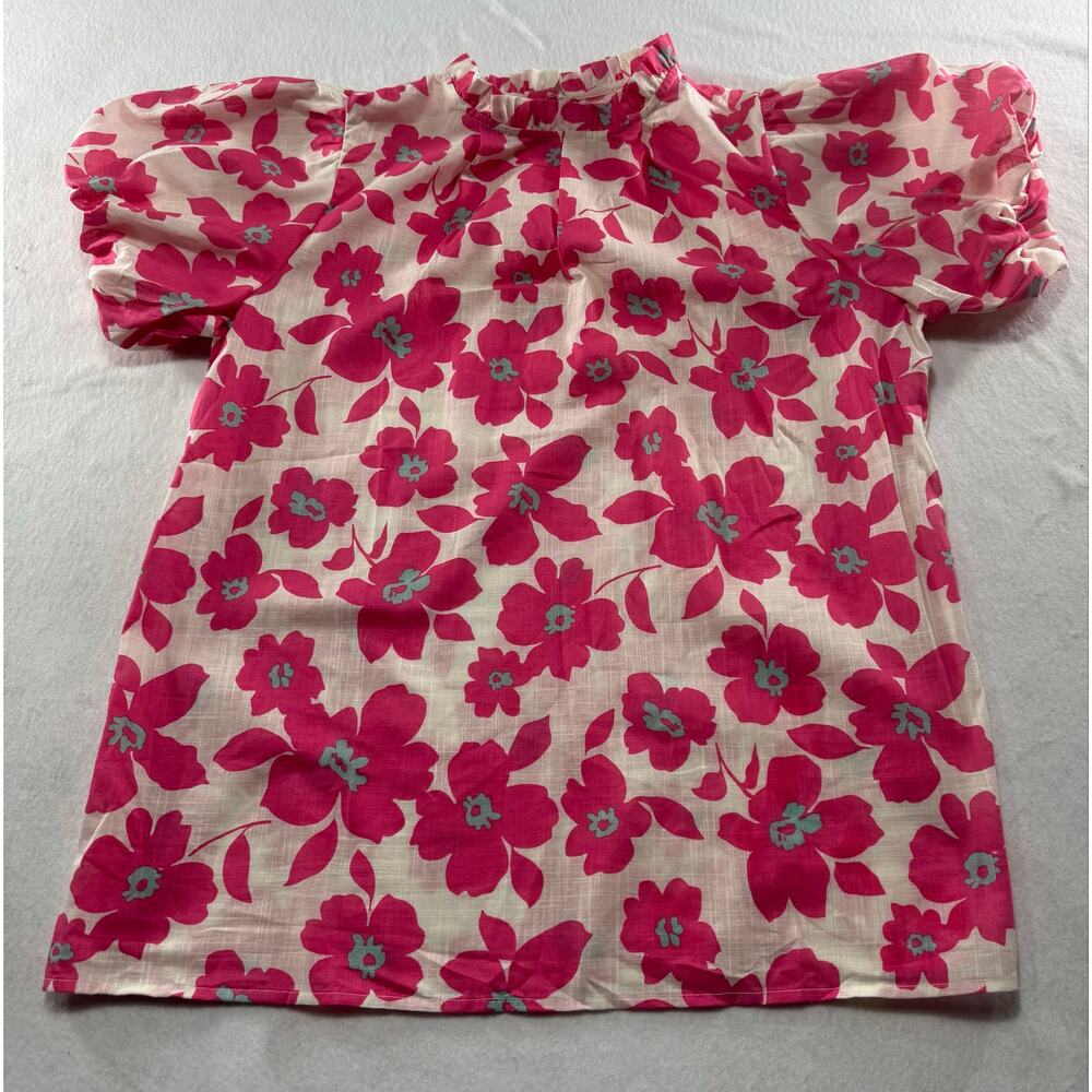 Floral puff sleeve blouse size Large coquette, cottage core feminine
